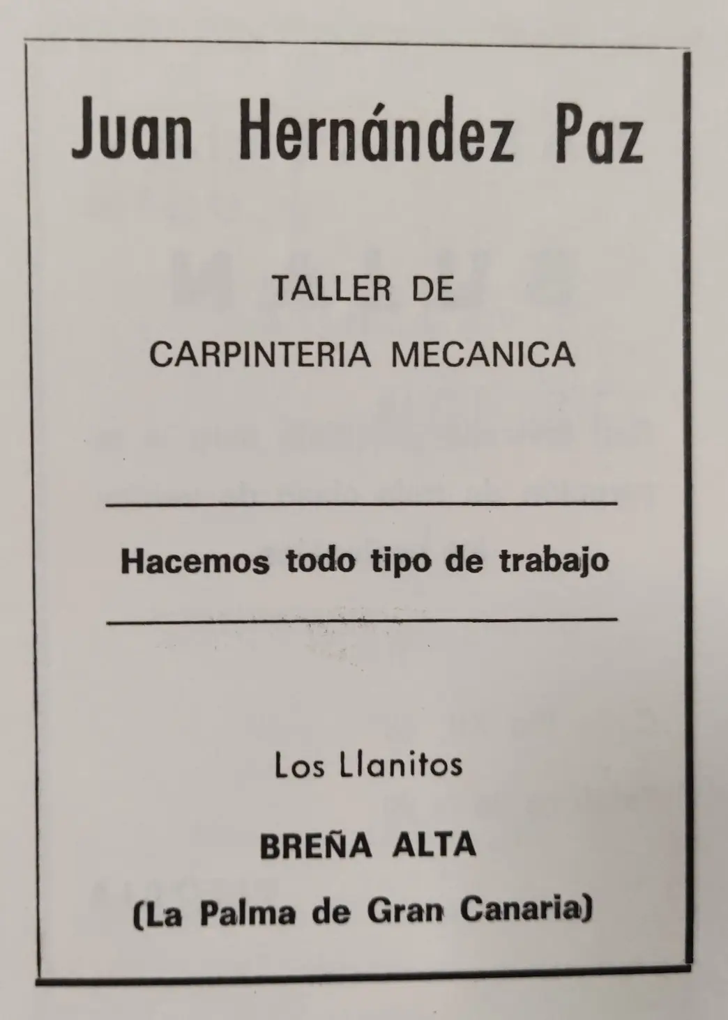 Publicidad La Palma, 1971